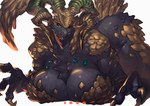 anthro ass_up big_breasts breasts capcom chest_spike claws curved_horn elder_dragon female gold_(metal) hi_res horn huge_breasts ibuo kulve_taroth mature_female monster_hunter solo spikes spikes_(anatomy)