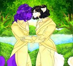 anthro black_hair boop clothing duo fluffy forest grass hair male male/male nature nose_boop nose_to_nose nuzzling plant purple_body purple_hair ring romantic romantic_couple suit tree wedding james_andromeda liam_(james_andromeda) seasamaru digital_media_(artwork) hi_res sketch