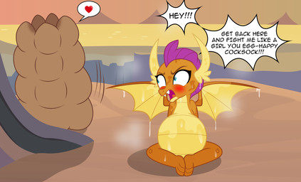 anthro blush dialogue female heart_symbol membrane_(anatomy) membranous_wings orange_body pregnant pregnant_anthro pregnant_female text wet wings badumsquish friendship_is_magic hasbro my_little_pony mythology smolder_(mlp) dragon like_like mythological_creature mythological_scalie scalie absurd_res english_text hi_res