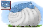 belly big_belly blue_body blue_eyes blue_scales building close_to_bursting derp_eyes grass hill house huge_belly hyper hyper_belly hyper_inflation imminent_death inflation inflation_fetish motion_lines plant scales sky spherical_inflation tail thick_tail tree white_body white_scales gandere mythology dragon mythological_creature mythological_scalie scalie 2022