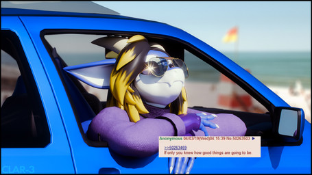 anthro car crossed_arms eyewear female inside_car inside_vehicle solo sunglasses text vehicle clar-3 4chan mythology swissy dragon mythological_creature mythological_scalie scalie 16:9 3d_(artwork) blender_(artwork) digital_media_(artwork) english_text hi_res meme widescreen