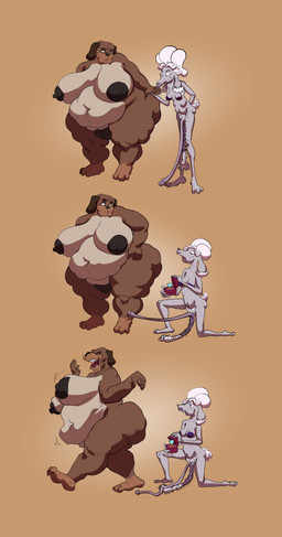 anthro areola bald balls balls_on_floor belly big_belly big_breasts big_butt big_penis big_vulva body_hair breasts brown_body brown_ears brown_fur brown_nipples brown_skin brown_vulva butt camel_toe curly_pubes deep_navel deflated diamond_ring disappointed duo ear_tuft elderly elderly_anthro elderly_female elderly_male erection eyes_closed fangs female flabby flaccid folds foreskin fur genitals gesture greeting grey_body grey_skin hair hairy hairy_balls hand_gesture happy holding_back_laughing huge_butt huge_hips huge_penis huge_vulva humanoid_genitalia humanoid_penis humiliation hyper hyper_genitalia hyper_penis kiss_on_hand kissing laugh lips long_penis male markings marriage_proposal mature_anthro mature_female mature_male mole_(marking) navel nipples nude obese obese_anthro obese_female open_mouth overweight overweight_anthro overweight_female penis penis_humiliation penis_on_ground plump_labia pointing pubes purple_lips purple_nipples purple_penis ring sad saggy_balls simple_background skinny skinny_anthro skinny_male smile tan_body tan_skin teeth thick_thighs tongue toony tuft upset vulva walking_away wide_eyed wide_hips wig zevix_(artist) lord_pierre_jean-claude_montaigne_branleur_the_4rth_(grannybase) trudy_"truffles"_mabuff_(grannybase) canid canine canis domestic_dog domestic_pig hybrid mammal molosser poodle pug small_molosser suid suine sus_(pig) toy_dog 2026 absurd_res colored comic digital_drawing_(artwork) digital_media_(artwork) hi_res shaded