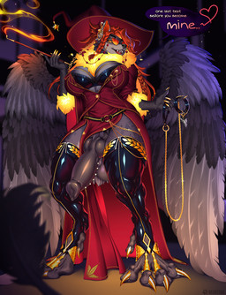 anthro big_breasts big_penis breasts clothing collar eyewear genitals glasses glasses_chain herm intersex knot latex leash legwear penis smoking_pipe solo stockings text deerstail european_mythology greek_mythology mythology raoul avian canid canine canis deity gryphon hybrid mammal mythological_avian mythological_bird mythological_creature mythological_firebird phoenix wolf english_text hi_res busty_boy_(lore)