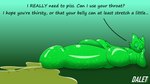 anthro balls bedroom_eyes belly big_balls big_belly big_penis blue_eyes bodily_fluids dialogue dominant fellatio_request genital_fluids genitals glistening glistening_body gradient_background green_body hand_on_leg hand_on_own_leg hand_on_own_thigh hand_on_thigh huge_balls huge_penis hyper hyper_balls hyper_genitalia hyper_penis looking_at_viewer lying male moobs narrowed_eyes on_side oral_request overweight overweight_male peeing penis requesting seductive sex_request simple_background smile solo talking_to_viewer text urine urine_pool watersports daletfours mythology honeydew_(daletfours) dragon goo_creature goo_dragon mythological_creature mythological_scalie scalie 16:9 absurd_res english_text hi_res widescreen