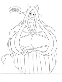 big_breasts breasts credit_card duo female female/female huge_breasts hyper hyper_breasts in_cleavage speech_bubble text marauder6272 kaith_(kaithy) summer_(jwinkz) bovid bovine cattle lagomorph leporid mammal rabbit hi_res monochrome