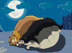 belly big_belly bone cloud duo fangs female feral forest fur half-closed_eyes looking_at_another lying male moon mouth_closed narrowed_eyes night nude obese obese_female obese_feral obese_male on_front open_mouth outside overweight overweight_female overweight_feral overweight_male paws plant rib_cage sky skyscape star starry_sky teeth tongue tree hectorthewolf alpha_and_omega crest_animation_studios humphrey_(alpha_and_omega) kate_(alpha_and_omega) canid canine canis mammal wolf 2010 hi_res