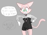 anthro big_hand collar cropped_hoodie duo female green_eyes looking_down simple_background white_hands hitsuji super_planet_dolan danger_dolan shima_luan domestic_cat felid feline felis human mammal