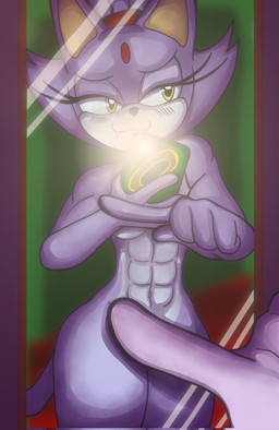 abs anthro breasts cellphone covering covering_self electronics eyelashes female flashlight forehead_gem fur gem hair medium_breasts mirror mirror_selfie muscular muscular_anthro muscular_female nude nude_female phone ponytail purple_body purple_fur selfie smartphone smile solo tail thick_thighs under_boob white_body white_fur wide_hips yellow_eyes cozmikcolor one_finger_challenge sega sonic_the_hedgehog_(series) blaze_the_cat domestic_cat felid feline felis mammal hi_res meme