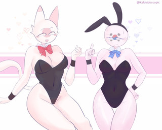 anthro bow_tie bunny_costume clothing costume duo female female/female heart_symbol kek-doctor countryhumans japan_(country_humans) korea_(country_humans) rok_(country_humans) south_korea_(countryhuman) countryhuman human mammal hi_res