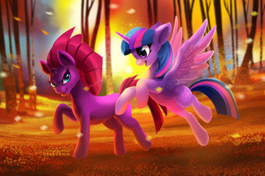 autumn broken_horn cutie_mark duo eyelashes feathered_wings feathers female feral forest hair happy hooves horn jumping leaf looking_at_viewer multicolored_hair nude open_mouth open_smile outside pink_hair plant purple_body purple_eyes purple_feathers raised_leg smile sun sunset teal_eyes tree walking wings coldybutt tsaoshin friendship_is_magic hasbro my_little_pony my_little_pony:_the_movie_(2017) mythology tempest_shadow_(mlp) twilight_sparkle_(mlp) equid equine mammal mythological_creature mythological_equine unicorn winged_unicorn 2018 3:2 artist_collaboration digital_media_(artwork) digital_painting_(artwork) painting_(artwork) signature