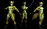 abs anthro biceps biped black_background black_body black_nose black_skin blue_eyes boots buckle bulge butt clothed clothing crossed_arms fluffy footwear fur gloves grasp hair handwear holding_melee_weapon holding_object holding_sword holding_weapon humanoid_pointy_ears jewelry knife leg_strap looking_at_viewer male melee_weapon mod mohawk muscular muscular_anthro muscular_male navel necklace nipples pecs pointy_ears raised_arm scabbard shoes short_hair simple_background skimpy solo spread_legs spreading standing straps sword tail thong topless underwear weapon white_body white_fur white_hair yellow_body yellow_fur zipper rocket_(artist) unknown_artist nintendo star_fox fox_mccloud canid canine fox mammal 16:10 3d_(artwork) digital_media_(artwork) widescreen