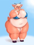 anthro bikini breasts clothing dessert female food ice_cream obese obese_anthro obese_female overweight overweight_anthro overweight_female smile solo swimwear two-piece_swimsuit fimif deer mammal absurd_res hi_res