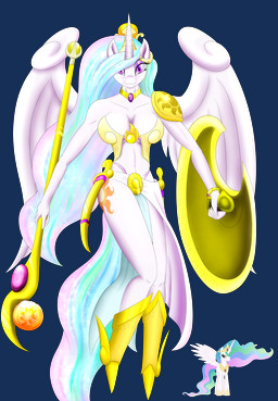 anthro anthrofied armor bracelet breasts cleavage clothed clothing crown dagger eyeshadow feathered_wings feathers female gold_(metal) hair headgear horn jewelry looking_at_viewer makeup melee_weapon multicolored_hair necklace panties polearm purple_eyes shield simple_background solo sparkles staff sword thong transparent_background unconvincing_armor underwear weapon white_body white_feathers wings blueondrive friendship_is_magic hasbro my_little_pony mythology princess_celestia_(mlp) equid equine mammal mythological_creature mythological_equine winged_unicorn 2014 absurd_res alpha_channel hi_res