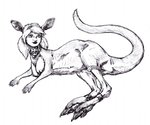 accessory ambiguous_form animal_body anthro areola breasts feet female feral humanoid_face mostly_nude nipples small_hands solo dma mythology felid hybrid kangaroo macropod mammal marsupial mythological_creature mythological_sphinx