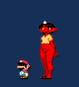 1_horn big_nose black_clothing black_facial_hair black_footwear black_hair black_mustache black_sandals blue_clothing blue_overalls bottomless bottomless_female bottomless_humanoid brown_clothing brown_footwear brown_shoes censor_bar censored_eyes clothed clothed_human clothed_male clothing duo facial_hair female female_humanoid footwear fully_clothed fully_clothed_human fully_clothed_male genitals gloves hair hands_behind_back handwear hat headgear headwear horn humanoid_genitalia humanoid_vulva larger_female larger_humanoid male male_human mustache navel not_furry overalls red_body red_clothing red_hat red_headwear red_skin red_vulva sandals shoes short_hair simple_background size_difference smaller_human smaller_male smile standing tan_body tan_nose tan_skin topwear transparent_background vulva white_clothing white_gloves white_handwear yellow_clothing yellow_topwear noill asian_mythology east_asian_mythology japanese_mythology mario_bros mythology nintendo super_mario_world mario ringo-chan_(noill) demon horned_humanoid human humanoid mammal oni yokai 2026 alpha_channel digital_media_(artwork) low_res pixel_(artwork)