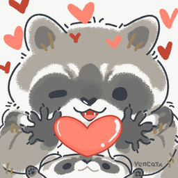 black_eyes black_nose chibi dot_eyes duo feral grey_body heart_symbol one_eye_closed paws simple_eyes white_body wink yencatx mammal procyonid raccoon 1:1 2022