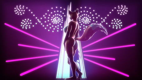 anthro breasts cheek_tuft facial_tuft female fur lights looking_away neon orange_body orange_fur plantigrade raised_tail solo tail tuft gold97fox alice_(gold97fox) canid canine fox mammal red_fox true_fox 16:9 2020 3d_(artwork) 4k absurd_res digital_media_(artwork) hi_res source_filmmaker_(artwork) widescreen