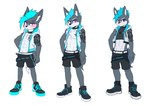 abs adolescent age_chart anthro band-aid bandage blush chart clothed clothing collar kemono male multiple_poses muscular muscular_male muscular_young open_clothing open_topwear open_vest pecs pose simple_background solo topwear v-cut vest white_background young young_anthro tarobandit hald_(tarobandit) canid canine mammal 2021 absurd_res hi_res