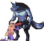 abs animal_genitalia animal_penis anthro arm_support arm_warmers armwear ball_grab balls belt biceps black_sclera blonde_hair blue_body blue_eyes blue_fur blue_hair canine_genitalia canine_penis chain clothing digitigrade duo elbow_gloves erection femboy fondling fur genitals gloves hair hand_on_head handwear head_grab knot larger_male legwear long_hair male male/male muscular nipples pecs penis simple_background size_difference smaller_male stockings straps teeth thigh_highs white_background yellow_eyes s-purple breeding_season canid canine canis dickwolf elf humanoid mammal wolf digital_media_(artwork) pixel_(artwork)