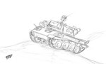 cannon duo gun military moving_vehicle outside ranged_weapon simple_background tank vehicle weapon pinky_bestia equid equine horse mammal pony hi_res monochrome sketch story