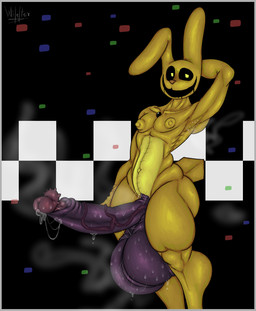 anthro armpit_musk balls big_balls big_penis bodily_fluids border epididymis foreskin fur genital_fluids genital_raphe genitals glans happy huge_balls huge_penis humanoid_genitalia hyper hyper_balls hyper_genitalia hyper_penis looking_at_viewer male musk musky_penis navel nipple_outline nipples penis precum raphe_(anatomy) retracted_balls scrotal_raphe scrotum_flap simple_background smelly smelly_penis solo sweat sweaty_genitalia thick_thighs vein veiny_penis white_border yellow_body yellow_fur wilelter five_nights_at_freddy's scottgames spring_bonnie_(fnaf) lagomorph leporid mammal rabbit