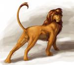 animal_genitalia anus backsack balls butt erection feral fur genitals hair long_hair male mane open_mouth penis presenting presenting_hindquarters raised_tail red_penis smile solo tail tail_anus jc_(artist) felid lion mammal pantherine
