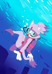 anthro bubble clothing crooked_tail diving diving_mask eyewear female fur goggles mask one-piece_swimsuit purple_body purple_fur scuba scuba_diver scuba_fins scuba_gear scuba_tank sea solo swimming swimwear tail underwater water yellow_eyes chef_cheiro_(artist) sega sonic_the_hedgehog_(series) blaze_the_cat domestic_cat felid feline felis mammal absurd_res hi_res