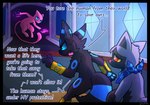 ambiguous_gender anthro argument armor blue_eyes bracers confrontation dialogue group orange_eyes text trio infinitydoom nintendo pokemon eeveelution generation_1_pokemon generation_2_pokemon generation_3_pokemon legendary_pokemon mew_(pokemon) pokemon_(species) poochyena shiny_pokemon umbreon english_text