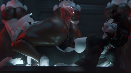 animal_genitalia animal_penis anthro areola big_breasts big_butt big_penis black_areola black_nipples bodily_fluids breasts butt cum cum_drip cum_on_body cum_on_butt cum_on_penis cumshot dripping ejaculation equine_genitalia equine_penis female genital_fluids genitals glistening glistening_body glistening_breasts glistening_butt glistening_legs glistening_skin glistening_thighs group gynomorph gynomorph/female hot_dogging huge_breasts huge_butt huge_penis intersex intersex/female machine messy nipples penile penis servant sex thick_thighs white_breasts exo_h leodamodeler_(modeler) haydee_(game) haydee stella_(leodamodeler) bovid caprine goat humanoid mammal robot robot_humanoid 16:9 3d_(artwork) 4k absurd_res digital_media_(artwork) hi_res huge_filesize widescreen