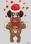 3_fingers anthro aroused aroused_face balls bdsm belly_tuft big_ears biped black_sclera blush blush_lines bondage bound bow_ribbon brown_body brown_ears brown_fur brown_tail chastity_cage chastity_device chest_markings christmas_clothing christmas_headwear christmas_present clothing collarbone dipstick_tail eyebrows facial_markings femboy fingers flat_chastity_cage freckled_face freckles front_view fur fur_markings genitals gift gift_bow gift_wrapped gift_wrapping gifting_self grey_background happy hat head_markings headgear headwear heart_symbol holidays knock-kneed looking_at_viewer looking_up male markings mostly_nude mouth_closed multicolored_body multicolored_face multicolored_fur multicolored_tail navel pawpads paws penis pupils red_bow red_clothing red_hat red_headwear red_ribbon ribbon_bondage ribbons santa_hat sheath_cage short_eyebrows short_tail simple_background solo standing tail tail_markings tail_motion tailwag thick_eyebrows tuft two_tone_body two_tone_fur two_tone_tail white_eyes white_pupils splussher animal_crossing christmas nintendo digby_(animal_crossing) canid canine canis domestic_dog mammal shih_tzu toy_dog 2024 digital_drawing_(artwork) digital_media_(artwork) full-length_portrait hi_res portrait signature