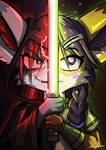 green_lightsaber jedi lightsaber melee_weapon red_lightsaber sith weapon surryfox star_wars canid canine fennec_fox fox mammal true_fox hi_res tagme