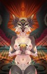 anthro areola blood bodily_fluids breasts card chest_tuft claws ears_up female fortune_telling fur genitals grey_body grey_fur inverted_nipples looking_at_viewer major_arcana multi_eye nipples nude pussy solo tarot tarot_card the_empress_(tarot) tuft white_body white_fur chromafoss canid canine mammal digital_media_(artwork) hi_res