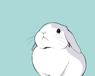:< ambiguous_gender circle_eyebrows daww ear_piercing eyebrows feral fur hair kemono looking_up nude piercing simple_background solo whiskers white_body white_fur white_hair ichthy0stega frieren_beyond_journey's_end frieren_looking_up frieren domestic_rabbit elf lagomorph leporid lop_rabbit mammal oryctolagus rabbit hi_res
