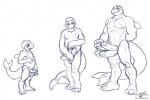 abs anthro athletic balls biceps big_penis biped blush erection fin foreskin genitals group holding_penis humanoid_genitalia humanoid_penis male multi_genitalia multi_penis muscular nude open_mouth partially_retracted_foreskin pecs penis scales size_difference slightly_chubby small_but_hung solo square_crossover standing tail tongue tongue_out young young_anthro wolfblade kraken_d'orca cephalopod cetacean dolphin kraken mammal marine mollusk oceanic_dolphin orca toothed_whale monochrome sketch