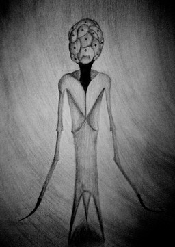 3_legs ambiguous_gender creepy featureless_chest featureless_feet featureless_hands feet long_arms multi_eye solo standing avargus777 scp_foundation scp-173 humanoid monster monstrous_humanoid 2021 full-length_portrait hi_res monochrome portrait