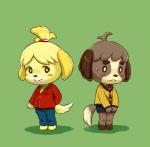 accessory alternate_costume anthro black_nose blonde_hair blush bottomwear brown_hair clothed clothing clothing_swap crossdressing dress duo embarrassed female fraternal_twins hair hair_accessory male pencil_skirt short_hair simple_background skirt suit uniform shiwashiwa_no_kinchakubukuru animal_crossing nintendo digby_(animal_crossing) isabelle_(animal_crossing) canid canine canis domestic_dog mammal shih_tzu toy_dog brother_(lore) brother_and_sister_(lore) sibling_(lore) sister_(lore) twins_(lore)