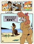 angry anthro beach big_tail bikini bow_accessory bow_ribbon breasts butt clothing covering covering_crotch covering_self dialogue duo embarrassed female fur green_bikini green_clothing green_swimwear hair multi_nipple nipples nude nude_anthro nude_female open_mouth orange_hair outside rear_view sand seaside seaweed shadow sky small_tail smile swimwear tail text two-piece_swimsuit water yellow_body yellow_fur why2kz dressed_shadow vicky_(why2kz) bear mammal procyonid raccoon comic english_text hi_res
