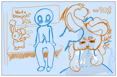 anthro asphyxiation bestiality bodily_fluids bottomwear bulge choking choking_on_cum choking_on_penis clothing cum cum_in_mouth cum_inside currency_amount currency_symbol dialogue dollar_sign duo faceless_character faceless_male fellatio female feral feral_penetrated fur genital_fluids genitals hand_on_head human_on_feral human_penetrating human_penetrating_feral interspecies male male/female male_penetrating money number oral oral_penetration pants paws penetration penile penis pokephilia price prostitution sex simple_background size_difference smaller_penetrated smoking subway symbol text translucent translucent_penis two_panel_image vein globaldonut34 nintendo pokemon buneary generation_4_pokemon human lagomorph leporid mammal pokemon_(species) rabbit digital_media_(artwork) english_text hi_res sketch
