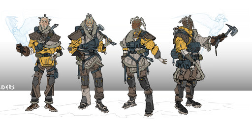 age_difference ambiguous_feral ambiguous_gender armor arms_bent axe beak beak_closed beard belt belt_buckle black_boots black_clothing black_footwear blue_beak blue_belt blue_body blue_eyes blue_feathers blue_line_art blue_tail_feathers blue_wings boots bottomwear braided_hair brown_body brown_boots brown_bottomwear brown_clothing brown_footwear brown_gloves brown_handwear brown_lips brown_pants brown_skin buckle closed_frown clothed clothed_female clothed_human clothed_male clothing coat dark_body dark_skin elderly_human elderly_male explosives eye_scar eyebrows facial_hair facial_scar feathered_wings feathers female feral footwear frown frowning_at_viewer fully_clothed fully_clothed_female fully_clothed_human fully_clothed_male gloves greaves grenade grey_beard grey_clothing grey_coat grey_eyebrows grey_facial_hair grey_hair grey_headwear grey_mustache grey_shawl grey_topwear group hair hand_on_hip hand_on_own_hip handwear head_tattoo headgear headwear holding_axe holding_object jacket larger_female larger_human larger_male left-handed lips looking_at_viewer male mohawk mouth_closed mustache not_furry_focus nude_ambiguous older_human older_male pants pauldron perching scar shawl shoes short_hair size_difference smaller_ambiguous smaller_feral spread_wings standing tan_body tan_lips tan_skin text thick_lips topwear utility_belt weapon wings yellow_clothing yellow_jacket_(clothing) yellow_sclera yellow_topwear younger_ambiguous younger_female younger_feral younger_human zipper cristina_lavina_ferez highguard_(game) avian bird human mammal 2026 absurd_res artist_name colored_line_art concept_art digital_drawing_(artwork) digital_media_(artwork) english_description english_text flat_colors hi_res official_art