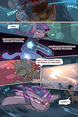 blood bodily_fluids breath death decapitation dialogue female glowing glowing_eyes glowing_horn horn male panting shaking shivering sweat text thought_bubble cold-blooded-twilight friendship_is_magic hasbro my_little_pony mythology twilight_sparkle_(mlp) avian equid equine gryphon mammal mythological_avian mythological_creature mythological_equine unicorn 2:3 comic english_text hi_res