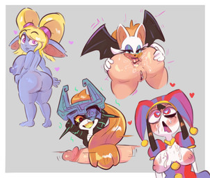 ahegao anal anthro anus areola armor bat_wings big_breasts big_butt black_body black_nose black_wings blonde_hair blue_areola blue_body blue_eyeshadow blue_fur blue_nipples bodily_fluids border breasts butt butt_grab clothing cum cum_on_breasts cum_on_face disembodied_penis exposed_breasts eyelashes eyeshadow female female/female female_rimming female_rimming_female fool's_hat fur fused_shadow genital_fluids genitals gloves green_eyes green_markings grey_background group hair hand_on_butt handjob handwear hat headgear headwear heart_eyes heart_symbol helmet human_rimmed humanoid_pointy_ears jester_outfit looking_at_viewer looking_back looking_back_at_viewer looking_pleasured makeup male male/female markings membrane_(anatomy) membranous_wings nipples one_eye_obstructed oral orange_body orange_fur orange_hair pale_skin penile penis pigtails pink_areola pink_nipples pointy_ears ponytail prehensile_hair purple_eyes red_eyes rimming rimming_female sex simple_background smile tan_body tan_skin thick_thighs tongue tongue_out vulva white_body white_border white_clothing white_fur white_gloves white_handwear wide_hips wings yellow_sclera slippipipi glitch_productions league_of_legends nintendo riot_games sega sonic_the_hedgehog_(series) tencent the_amazing_digital_circus the_legend_of_zelda twilight_princess midna pomni_(tadc) poppy_(lol) rouge_the_bat bat human humanoid imp mammal twili yordle absurd_res hi_res