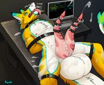 2_penises 8_nipples abandonment_play after_orgasm_torture animal_genitalia animal_penis anthro arms_tied balls bdsm belly big_balls big_penis black_ear_tips blue_body blue_fur bodily_fluids bondage bound breath chest_tuft computer computer_keyboard computer_screen cum cum_everywhere cum_on_balls cum_on_chest cum_on_face cum_on_leg cum_on_nipples cum_on_own_balls cum_on_own_chest cum_on_own_face cum_on_own_leg cum_on_own_penis cum_on_own_tail cum_on_penis cum_on_self cum_on_tail dipstick_ears ear_markings ejaculating_on_self ejaculation electronics excessive_cum excessive_genital_fluids fluffy fluffy_chest forced forced_orgasm fur genital_fluids genitals green_body green_eyes green_fur hemipenes huge_balls huge_penis keyboard legs_tied long_penis male messy multi_genitalia multi_nipple multi_penis multicolored_ears multiple_orgasms nipples open_mouth orgasm orgasm_count orgasm_face overstimulation overwhelmed panting penile penis pink_nipples pink_penis profanity sex_toy solo tail tail_tuft tapering_penis tears teeth text tied_to_table tongue tongue_out tuft unstoppable_orgasm vibrator vibrator_on_penis white_balls white_belly white_body white_fur white_inner_ear yellow_body yellow_fur kardo sergal absurd_res english_text hi_res