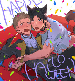 black_hair blush brown_hair clothed clothing costume duo hair halloween_costume holidays human_and_animal_ears male male/male multi_ear shirt text topwear torn_clothing torn_shirt torn_topwear haiki396g halloween mythology animal_humanoid canid canid_humanoid canine canine_humanoid human humanoid mammal mammal_humanoid mythological_canine mythological_creature vampire werecanid werecanine werecreature werewolf wolf_humanoid 2021 english_text hi_res shaded