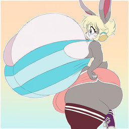 anthro big_breasts big_bulge big_butt blonde_hair blue_eyes breasts bulge butt cleavage clothed clothing eyewear fur glasses grey_body grey_fur gynomorph hair huge_breasts huge_bulge huge_butt huge_hips huge_thighs hyper hyper_breasts hyper_butt intersex legwear short_hair side_view solo thick_thighs thigh_highs wide_hips phoxy tea_(teabunni) lagomorph leporid mammal rabbit 1:1 2026 digital_media_(artwork) hi_res