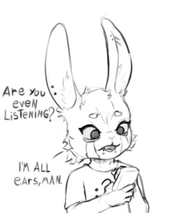 anthro cellphone electronics female female_anthro male phone piercing smartphone solo kyorinn domestic_cat felid feline felis lagomorph leporid mammal rabbit 5:6 absurd_res digital_drawing_(artwork) digital_media_(artwork) hi_res meme monochrome