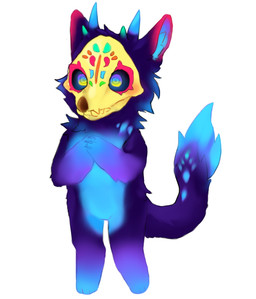anthro blue_body bone bone_mask chibi looking_at_viewer male markings mask skull skull_head skull_mask solo voodoo natchan amaverse maana monster spirit absurd_res hi_res