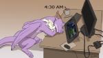 claws computer duo electronics eyes_closed feral horn membrane_(anatomy) membranous_wings purple_body purple_skin simple_background size_difference sleeping tail wings conditional_dnp kodardragon european_mythology mythology chara_(kodardragon) kodardragon_(character) dragon mythological_creature mythological_scalie scalie western_dragon