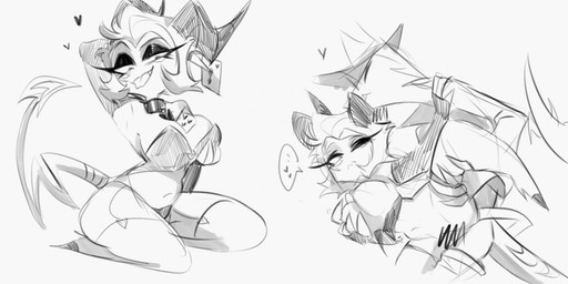 clothed clothing crossgender duo female looking_at_viewer male male/female partially_clothed sex algae_lagae hellaverse helluva_boss alessio_(helluva_boss) crimson_(helluva_boss) aquatic demon fish humanoid imp shark black_and_white hi_res monochrome