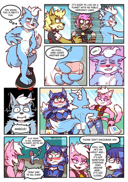 3_toes 4_fingers 5_fingers 8_panel_comic accessory angry anthro bag balls bite biting_lip black_nose blonde_hair blue_body blue_eyes blue_fur blue_hair blush blush_lines blushing_profusely bodily_fluids breasts building butt butt_heart casual_masturbation cheering clothing crown cum cumshot dialogue dipstick_tail ear_piercing ejaculation embarrassed erection exhibitionism eyebrow_piercing eyelashes facial_piercing fangs feet female fingers fur furgonomics genital_fluids genitals glans green_eyes hair headgear holding_bag holding_object humanoid_genitalia humanoid_penis humiliation jacket jewelry leaking_precum left-handed looking_pleasured male markings masturbation nude nude_anthro nude_male only_one_nude orgasm orgasm_face penile penile_masturbation penis piercing pink_body pink_fur pink_hair precum precum_on_penis profanity public public_indecency public_masturbation public_nudity public_orgasm purple_eyes shocked sidewalk skateboard skateboarding smile streaking surprised tail tail_accessory tail_markings tailband teeth text tiara toes tongue topwear vehicle vest white_body white_fur white_hair luchosfactory nintendo star_fox katt_monroe krystal_(star_fox) marcus_mccloud canid canine canis domestic_cat felid feline felis fox mammal procyonid raccoon wolf absurd_res comic english_text hi_res mother_(lore) mother_and_child_(lore) mother_and_son_(lore) parent_(lore) parent_and_child_(lore) parent_and_son_(lore) son_(lore)