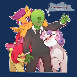 5_fingers ?_face blush clothed clothing eyes_closed female feral fingers group horn purple_eyes smile text wings cold-blooded-twilight friendship_is_magic hasbro my_little_pony mythology anon apple_bloom_(mlp) cutie_mark_crusaders_(mlp) scootaloo_(mlp) sweetie_belle_(mlp) earth_pony equid equine horse mammal mythological_creature mythological_equine pegasus pony unicorn 1:1 2021 alpha_channel english_text hi_res